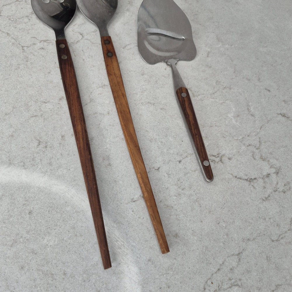 Unbranded Serving Set MCM Wood Handle Brown Japan